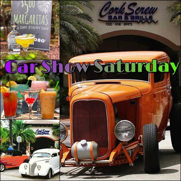 Car show our pic The CorkScrew Bar and Grille in New Smyrna Beach